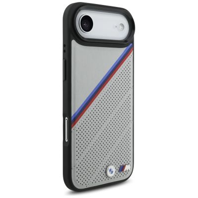 4. Etui BMW M Tricolor Metal Logo MagSafe do iPhone 17 Air - szare