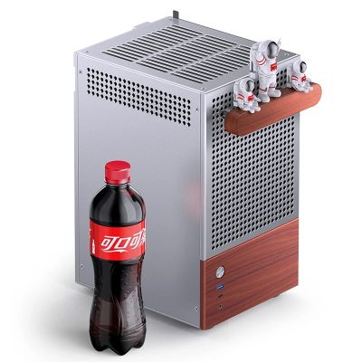 17. Obudowa PC Jonsbo T6 Mini-Tower, Mini-ITX, szkło hartowane, drewno - srebrna