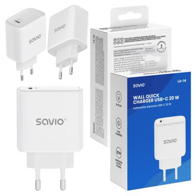 9. SAVIO ŁADOWARKA SIECIOWA LA-14 20W POWER DELIVERY 3.0, BIAŁA