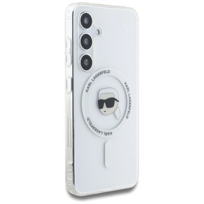 4. Etui Karl Lagerfeld Button Karl Head Printed Logo MagSafe Samsung Galaxy S25 biały