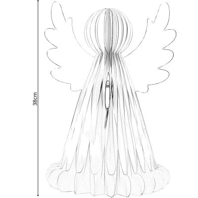 5. ANIOŁ DEKORACYJNY PAPIEROWY LED 38CM