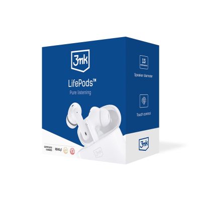 9. Słuchawki 3mk LifePods douszne bezprzewodowe Bluetooth 5.3 ANC - białe