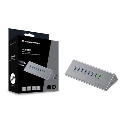 8. CONCEPTRONIC 10-portowy koncentrator USB-A3.0/-C Adapter -> 6xA3.0+m.Netz. Gr