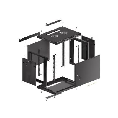 8. LANBERG SZAFA WISZĄCA RACK 19" 9U 600X450 DRZWI METALOWE CZARNA (FLAT PACK) WF01-6409-00B