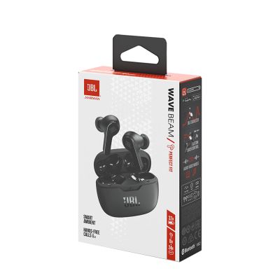 9. Słuchawki JBL Wave Beam bezprzewodowe dokanałowe Bluetooth 5.2 IP54 IPX2 - czarne