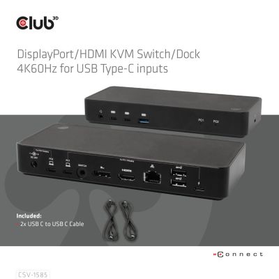 5. CLUB3D CSV-1585 przełącznik KVM Czarny