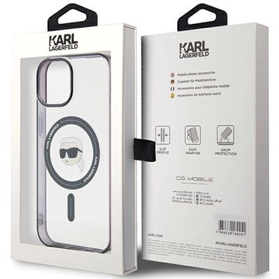 8. Etui Karl Lagerfeld IML Karl's Head MagSafe do iPhone 15 - przezroczyste