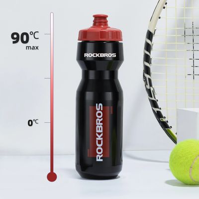 8. Bidon rowerowy Rockbros 750 ml - przezroczysto-czarny z czerwonym ustnikiem