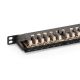 19. Panel krosowy high density 19'' 24x RJ45, LSA poziom, kat.6, ekranowany, 0.5U, czarny, prowadnica kabli