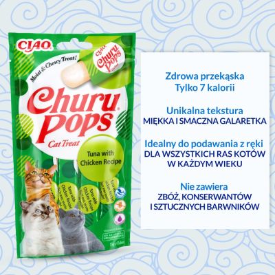 4. INABA Churu Pops Tuńczyk z kurczakiem - przysmak dla kota - 4x15 g