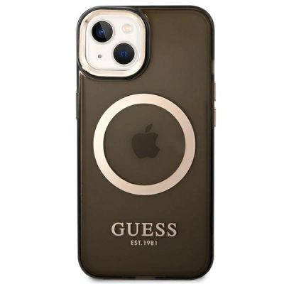 3. Etui Guess Gold Outline Translucent MagSafe na iPhone 14 Plus - czarne