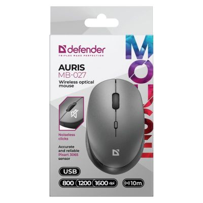 4. DEFENDER MYSZ AURIS MB-027 RF SILENT SZARA OPTICAL 52029