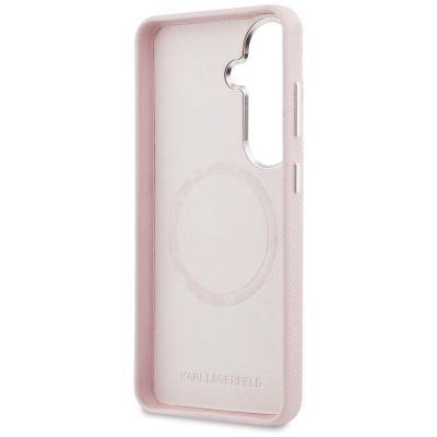7. Etui Karl Lagerfeld Saffiano KC Metal Logo MagSafe na Samsung Galaxy S26+ - różowe