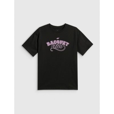 5. T-shirt oversize z nadrukiem dziewczęcy 4F 4FJRAW26TTSHF4242-20S