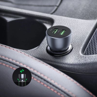 6. Ugreen szybka ładowarka samochodowa 2x USB 36W Quick Charge SCP FCP AFC szary (CD213 10144)