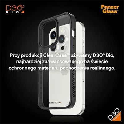 8. Etui PanzerGlass ClearCase na iPhone 15 Pro z certyfikatem Military Grade - przezroczysto-czarne