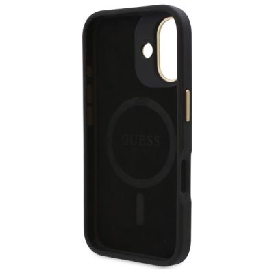 7. Etui Guess 4G Logo Plate MagSafe na iPhone 16 - czarne