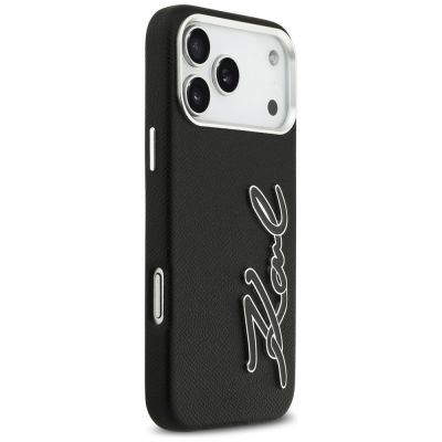 4. Etui Karl Lagerfeld FW Grained Signature Logo na iPhone 17 Pro Max - czarne