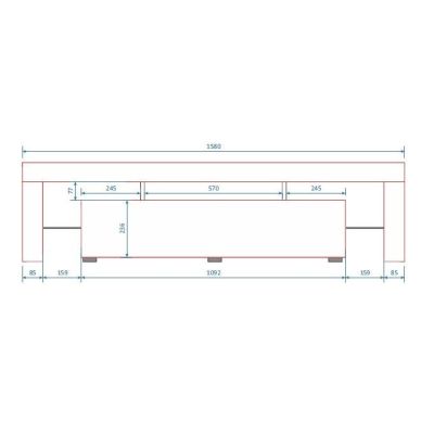 2. Szafka RTV TORO 158 szary/ szary połysk