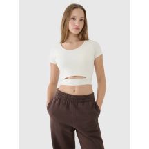 T-shirt crop top gładki damski 4F 4FRSS25TTSHF2695-11S