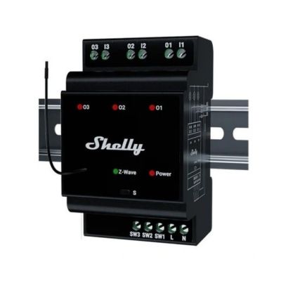 6. Sterownik trzykanałowy na szynę DIN Z-Wave Shelly Wave Pro 3 LR