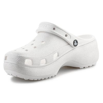 4. Crocs Classic Platform Glitter Clog W 207241-0WV Chalk