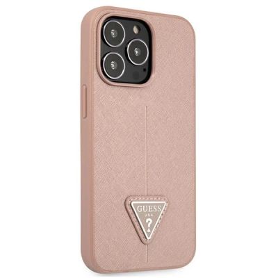 4. Etui Guess Saffiano Triangle Logo na iPhone 13 Pro / iPhone 13 - różowe