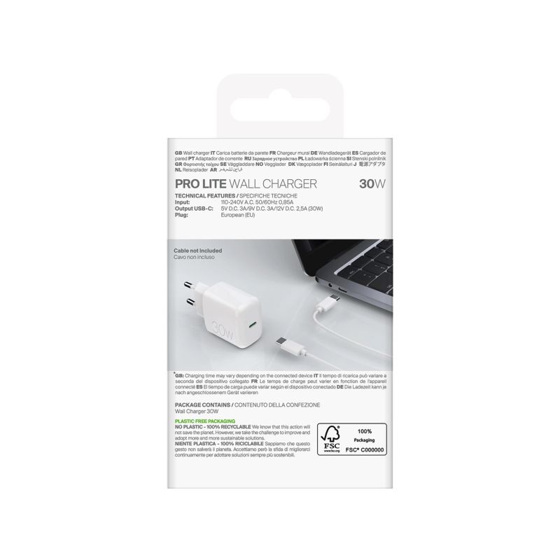 3. Ładowarka sieciowa Puro PROLITE 30W USB-C - biała
