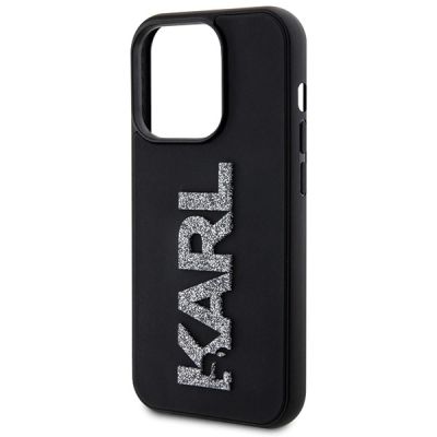 6. Etui Karl Lagerfeld 3D Rubber Glitter Logo na iPhone 15 Pro - czarne
