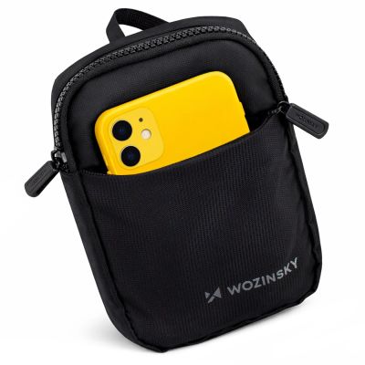 5. Mini saszetka na ramię Wozinsky WMS-W1 wodoodporna dwukomorowa na telefon unisex - czarna
