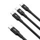 2. Kabel Baseus Rapid Series 3w1 USB-C - USB-C / Lightning / micro USB 20W PD 1.5m - czarny