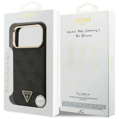 8. Etui Guess 4G Triangle Logo MagSafe na iPhone 17 Pro Max - czarno-złote