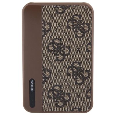 4. Powerbank Guess 4G Leather Metal Logo 15W 5000mAh - brązowy