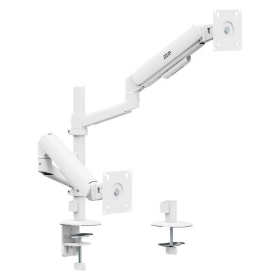 4. ERGO OFFICE UCHWYT NA 2 MONITORY, SPRĘŻYNA GAZOWA, 17"-32", 1-10KG, BIAŁY MAT ER-692 W