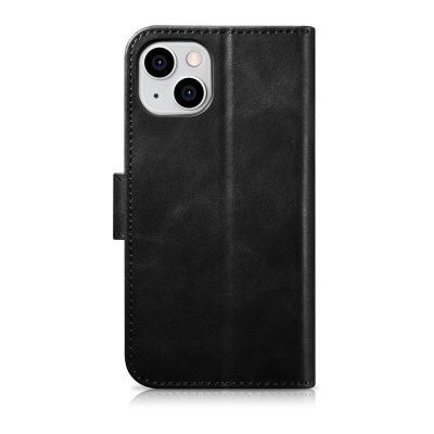 14. iCarer Oil Wax Wallet Case 2in1 etui iPhone 14 Plus skórzany pokrowiec z klapką Anti-RFID czarny (WMI14220723-BK)