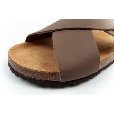 6. Bio Bio buty laczki męskie klapki profilowane skóra naturalna brązowe