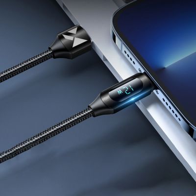7. Kabel USB-A - Lightning Wozinsky WUALC1 z wyświetlaczem LED 2.4A 1m  - czarny