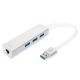 8. HUB 3-portowy USB 3.0 SuperSpeed z LANGigabit LAN adapter, aluminium