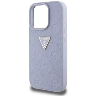6. Etui Guess Hot Stamp 4G Pattern Triangle Metal Logo na iPhone 16 Pro Max - fioletowe