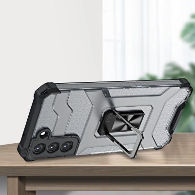 2. Crystal Ring Case pancerne hybrydowe etui pokrowiec + magnetyczny uchwyt Samsung Galaxy S22+ (S22 Plus) czarny
