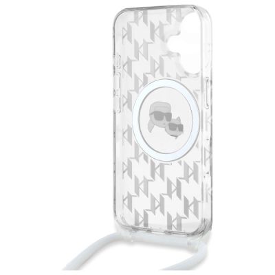6. Etui Karl Lagerfeld IML Crossbody Monogram Karl & Choupette Head MagSafe na iPhone 16 - przezroczyste