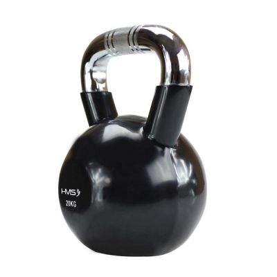 20. Kettlebell żeliwny uchwyt chrom radełkowany HMS KTC12 BLACK 