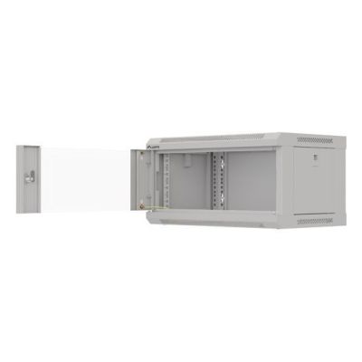 5. LANBERG SZAFA INSTALACYJNA RACK WISZĄCA 19" 4U 540X350 SZARA DRZWI PRZESZKLONE (FLAT PACK)