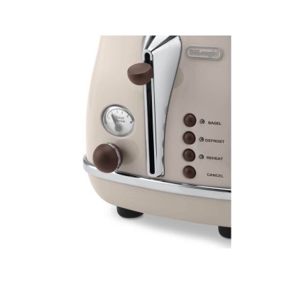 5. Toster DeLonghi Icona Vintage CTOV 2103.BG (900W; kolor beżowy)