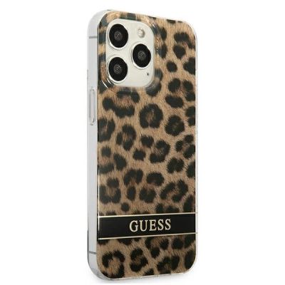 4. Etui Guess Leopard na iPhone 13 Pro / iPhone 13 - brązowe