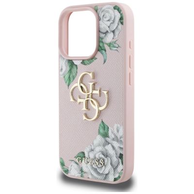 6. Etui Guess Grained Roses Big 4G logo na iPhone 16 Pro - różowe