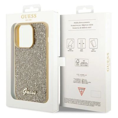 8. Etui Guess Disco Metal Script na iPhone 15 Pro - złote