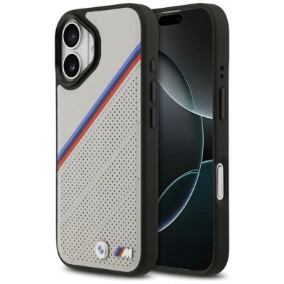 Etui BMW M Tricolor Metal Logo MagSafe do iPhone 17 - szare
