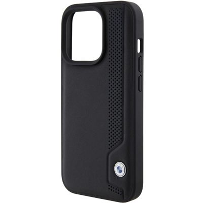 6. Etui BMW Leather Blue Dots na iPhone 15 Pro Max - czarne