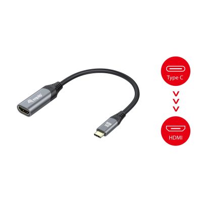 4. Equip 133492 adapter kablowy 0,15 m USB Type-C HDMI Czarny, Szary